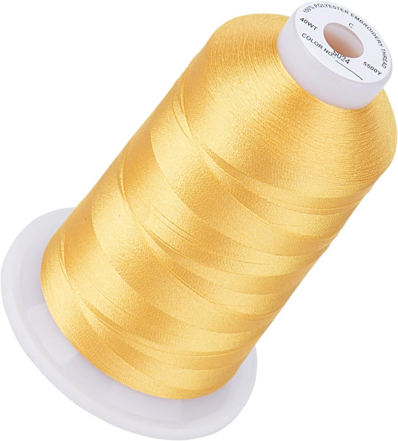 simthread 5500Yds Embroidery Thread, 5000M High-Yardage 40WT 100% Polyester Thread – 170+ Vivid Colors, High-Speed Rated – Compatible with Brother, Singer, Janome & More - Butternut S024 - Image 1